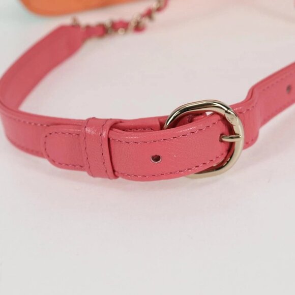 CHANEL Matelasse Chain Waist bag Leather Pink Gold CC Auth 125467SAM - Picture 13 of 16